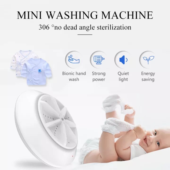 2-in-1 Portable Mini Ultrasonic Washing Machine – Compact Washer for Travel & Small Loads