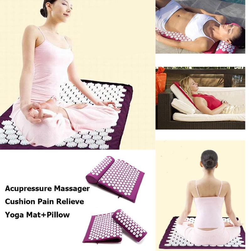 Acupressure Mat & Pillow Set – Yoga Massage Cushion for Back, Neck & Stress Relief