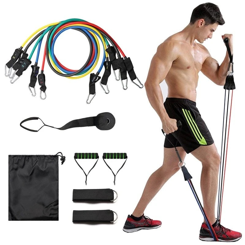 11-Piece Resistance Band Set – Elastic Pull Rope Workout Kit for Home Fitness & Strength Training