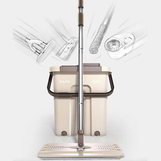 Hands-Free Flat Mop & Bucket Set – Self-Cleaning Floor Mop for Wet & Dry Use