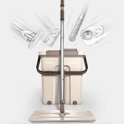 Hands-Free Flat Mop & Bucket Set – Self-Cleaning Floor Mop for Wet & Dry Use