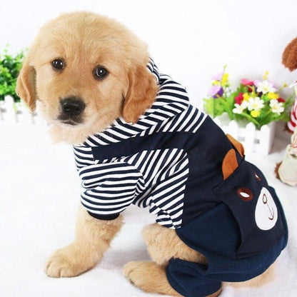 Striped Dog Hoodie – Warm Winter Clothes for Small & Medium Dogs