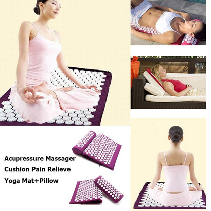 Acupressure Mat & Pillow Set – Yoga Massage Cushion for Back, Neck & Stress Relief