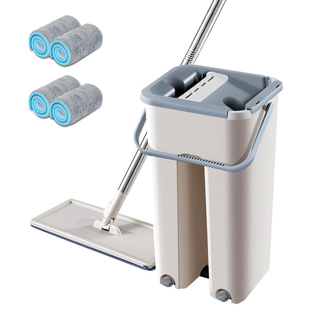 Hands-Free Flat Mop & Bucket Set – Self-Cleaning Floor Mop for Wet & Dry Use