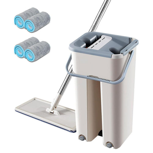 Hands-Free Flat Mop & Bucket Set – Self-Cleaning Floor Mop for Wet & Dry Use