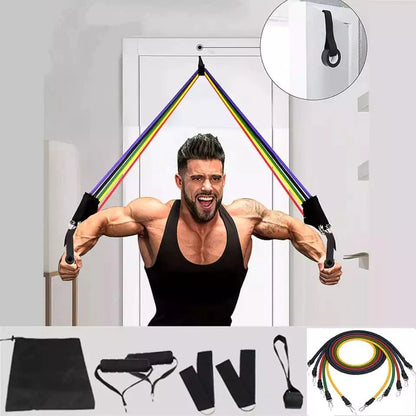 11-Piece Resistance Band Set – Elastic Pull Rope Workout Kit for Home Fitness & Strength Training